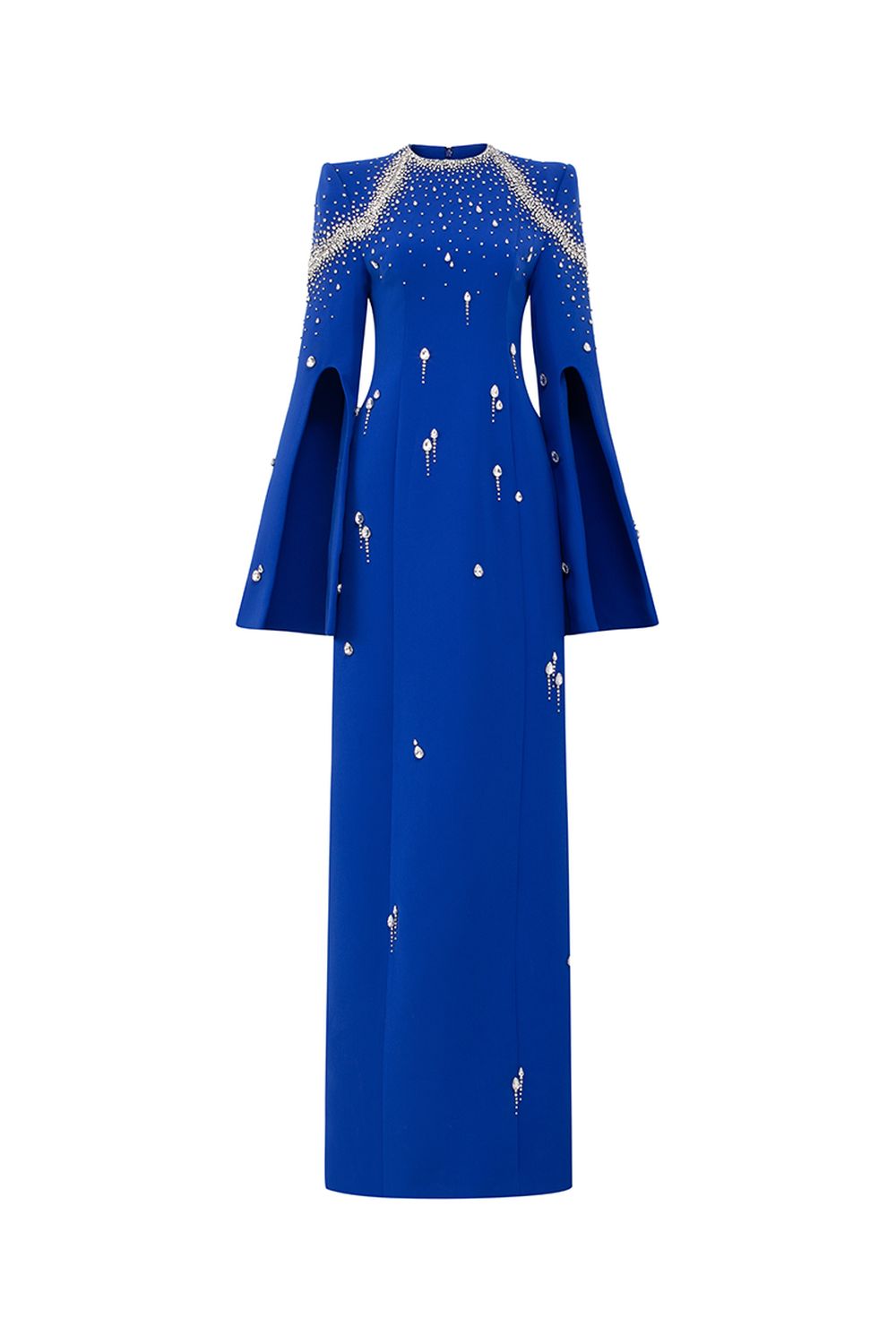 Flared Sleeves Crystal Embellished Dress