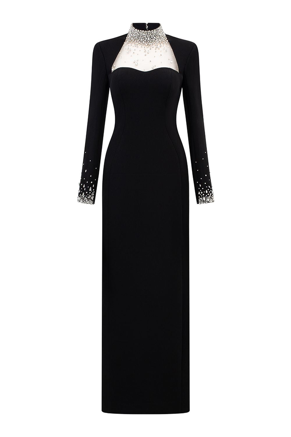 Crystal Embellished High Neck Dress