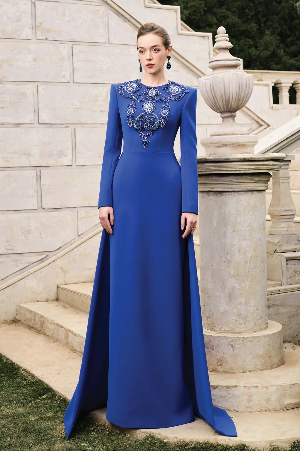 3D Crystal-Embellished Long Back Flap