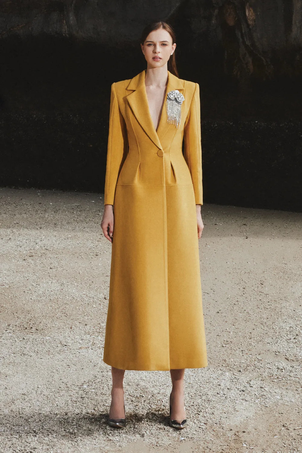 Pleated Single Breasted Manteau With Single Button - TRACY COUTURE