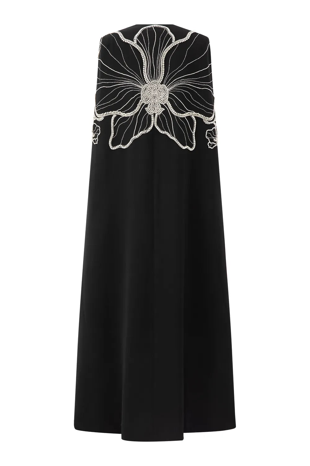 Stylized Sleeve Slit Long Cape With  Straight Strapless Basic Dress Set