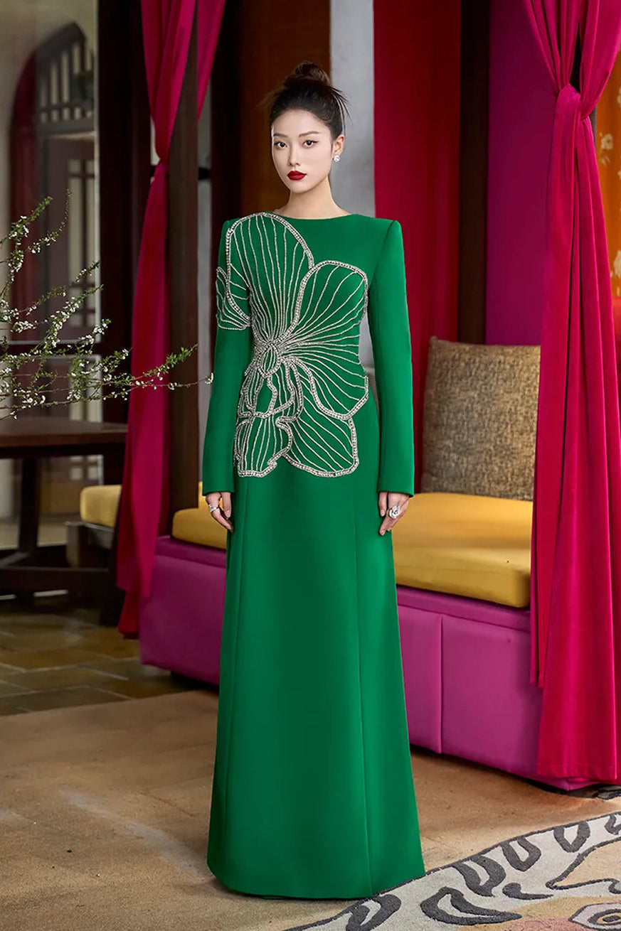 Single Orchid Crystal Embellished Dress