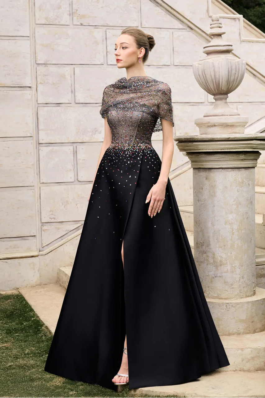 Diagonal Folded Top With Side Slit A-Line Set