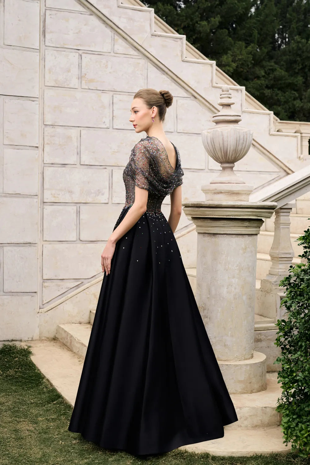 Diagonal Folded Top With Side Slit A-Line Set