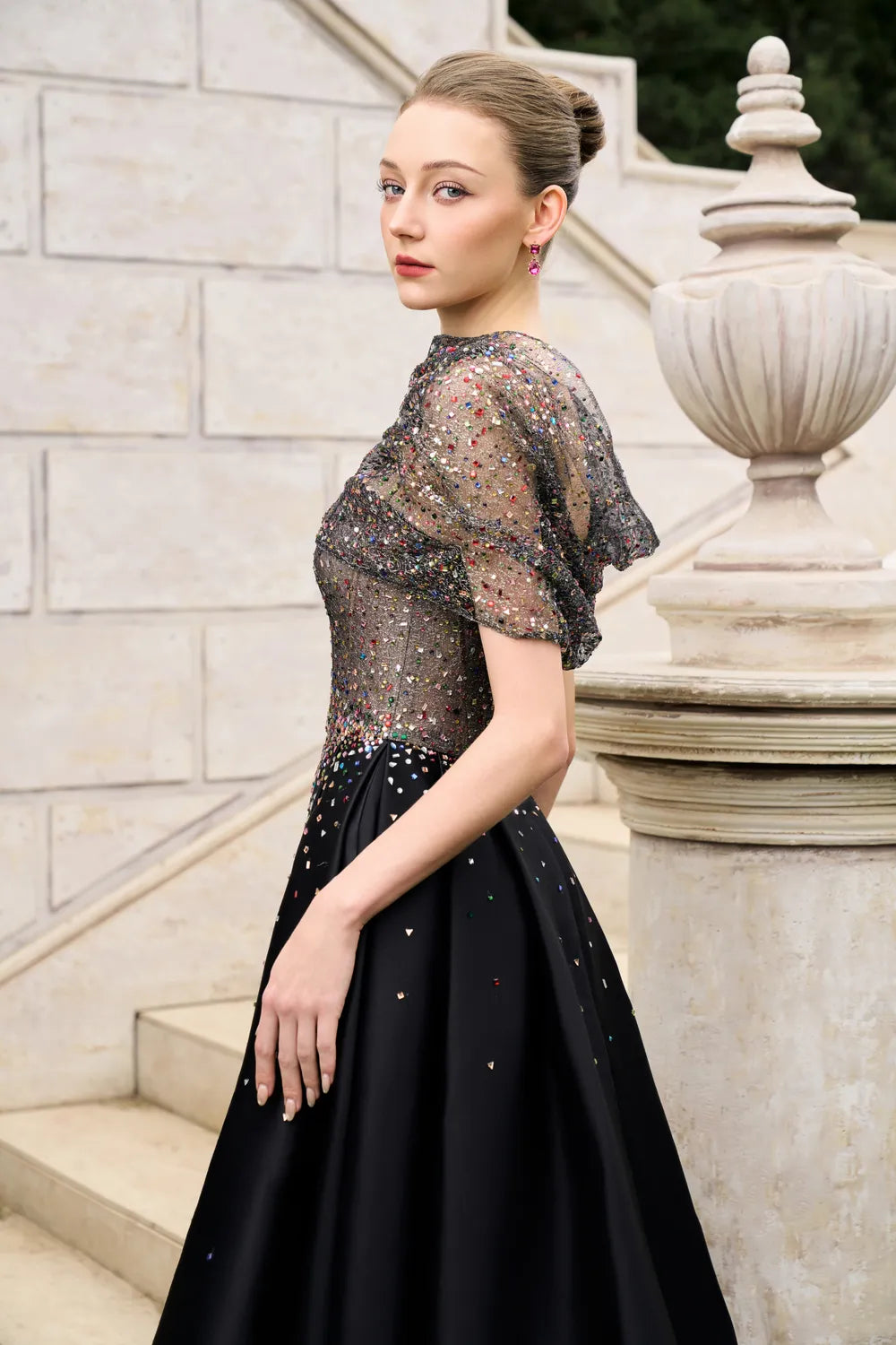 Diagonal Folded Top With Side Slit A-Line Set