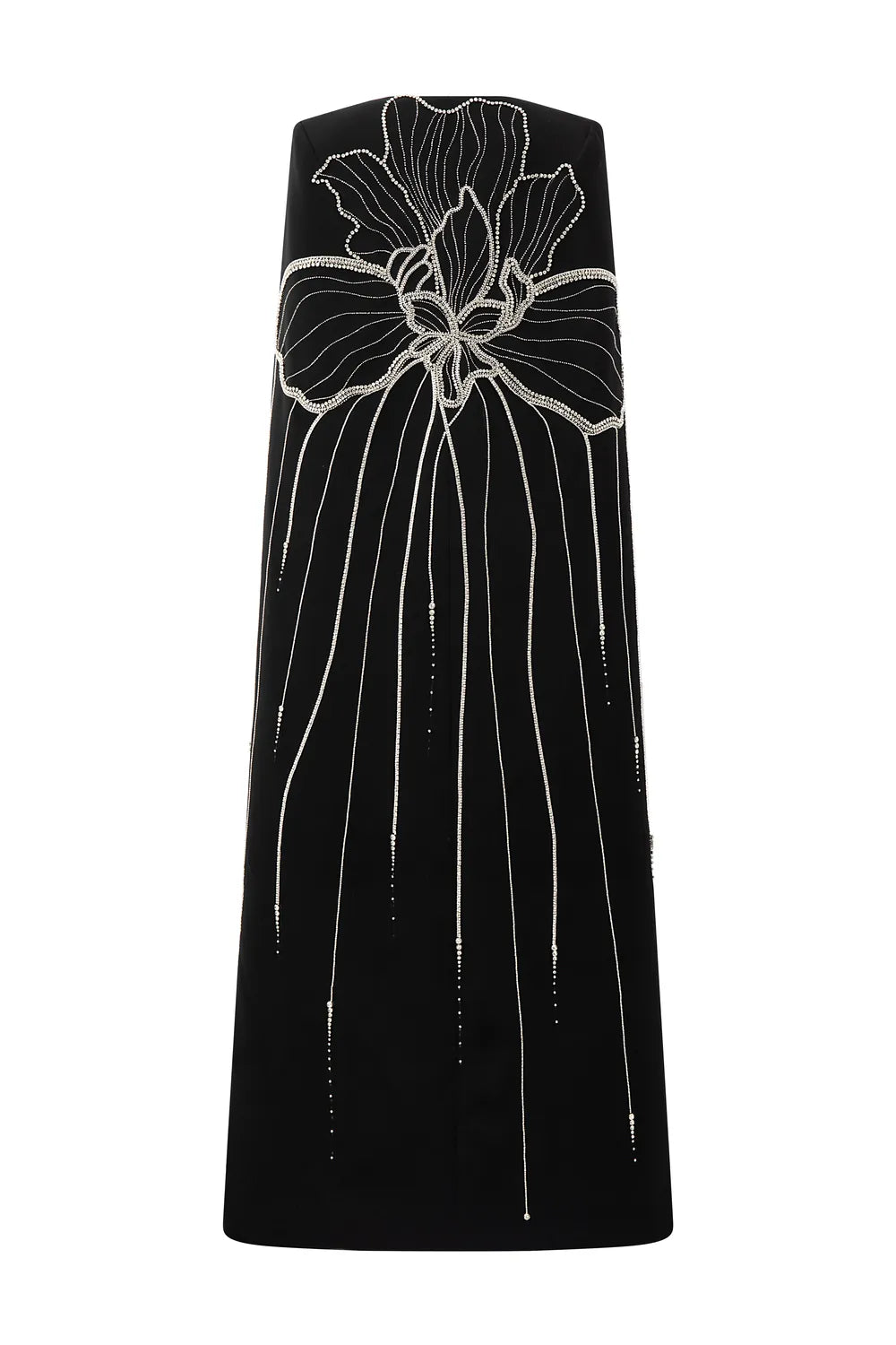 Crystal Embellished Long Back Cape  With Strapless Crystal Embellished Dress Set