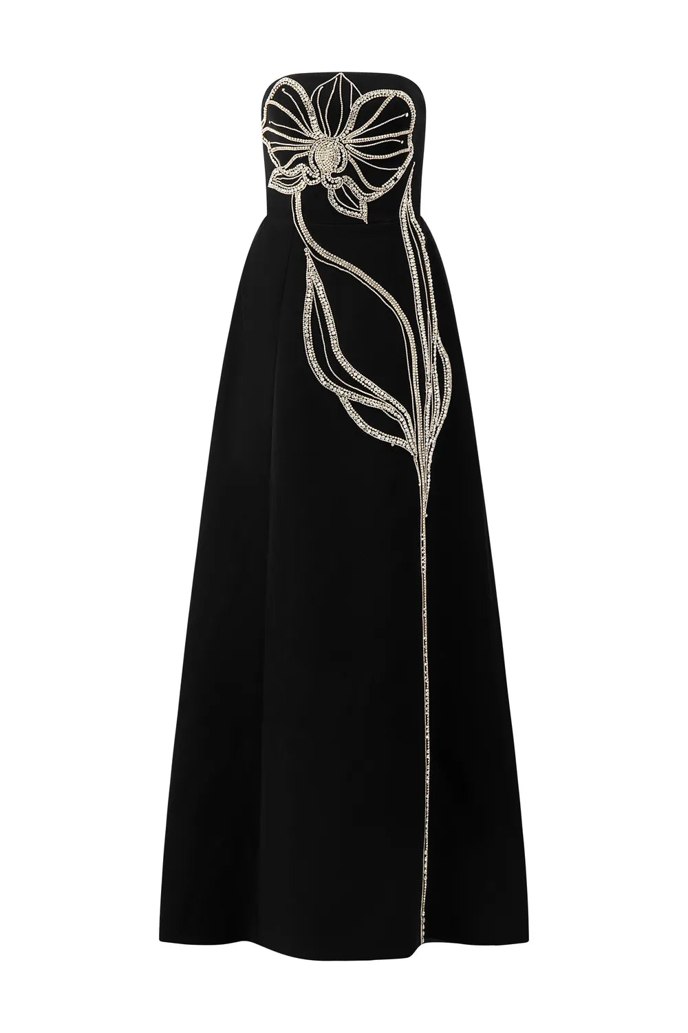 Crystal Embellished Long Back Cape  With Strapless Crystal Embellished Dress Set