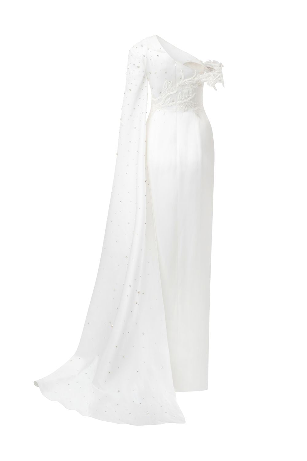 Asymmetric Sleeve Side Slit Dress