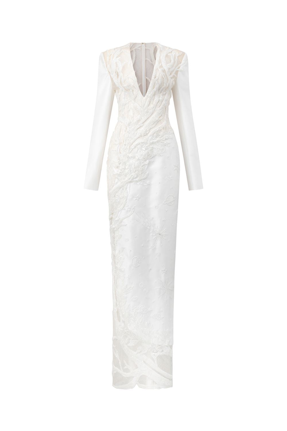 Deep V-Neck See-Through Dress