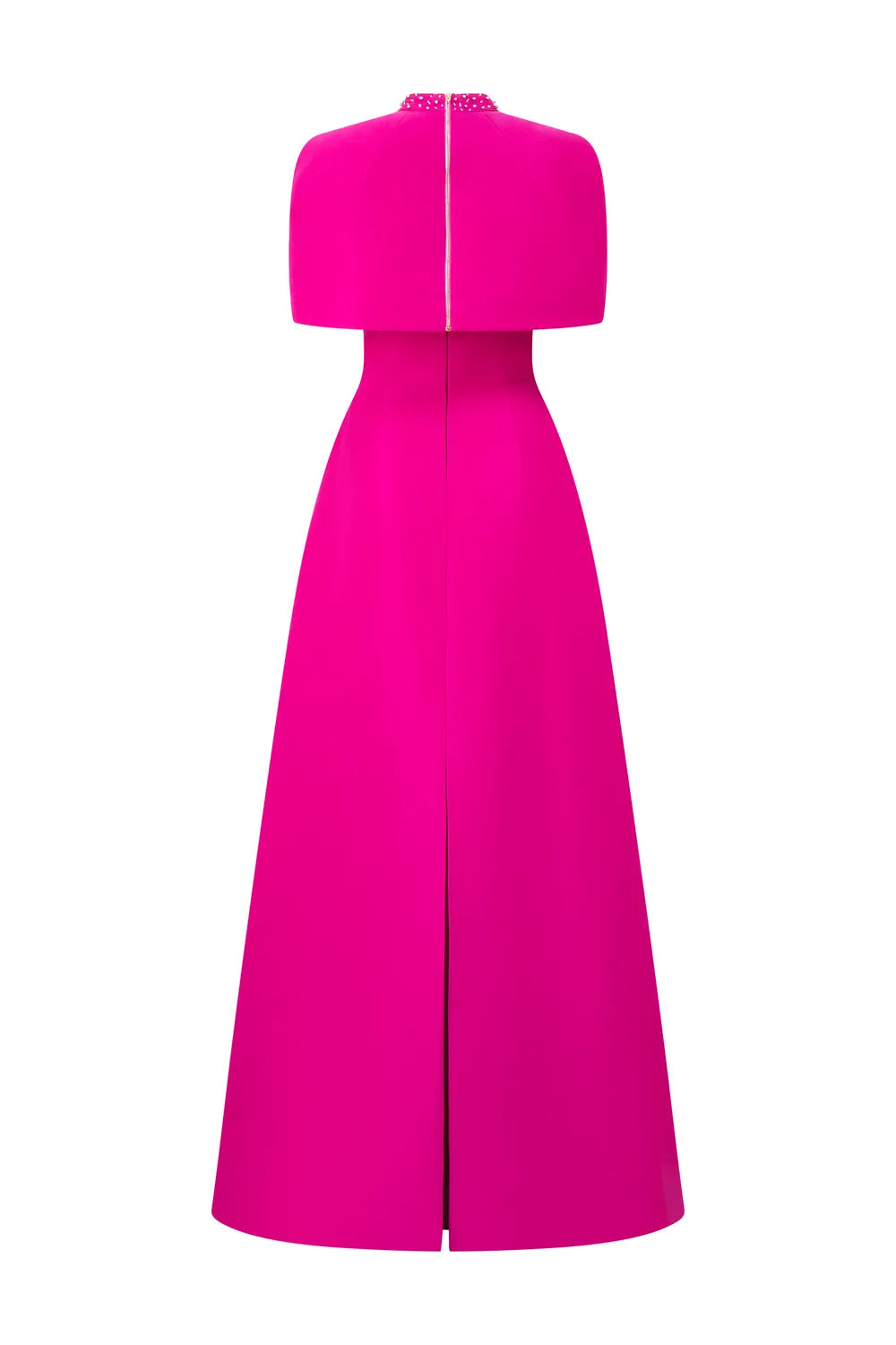 Straight Across A-line Dress With High Neck Crystal-Embellished Short Cape Set S / HotPink Straight Across A-line Dress With High Neck Crystal-Embellished Short Cape Set S / HotPink