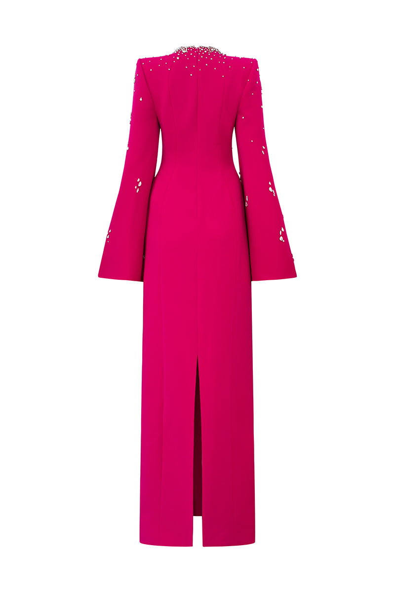 Anne Queen Crystal Embellishment Neckline Dress