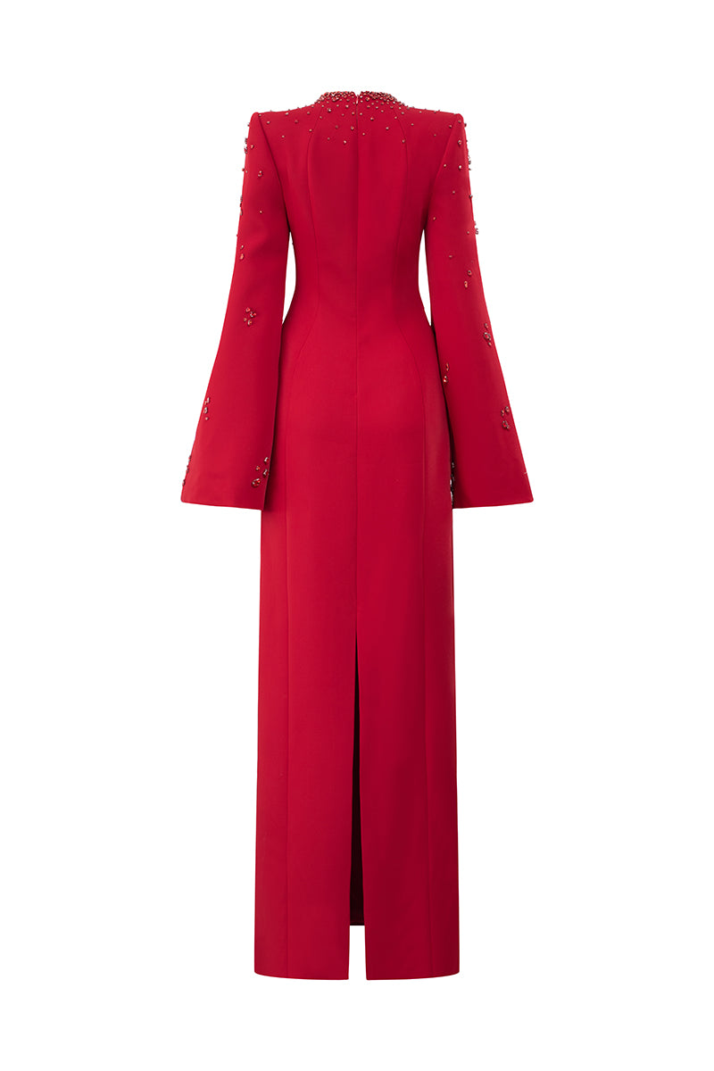 Anne Queen Crystal Embellishment Neckline Dress