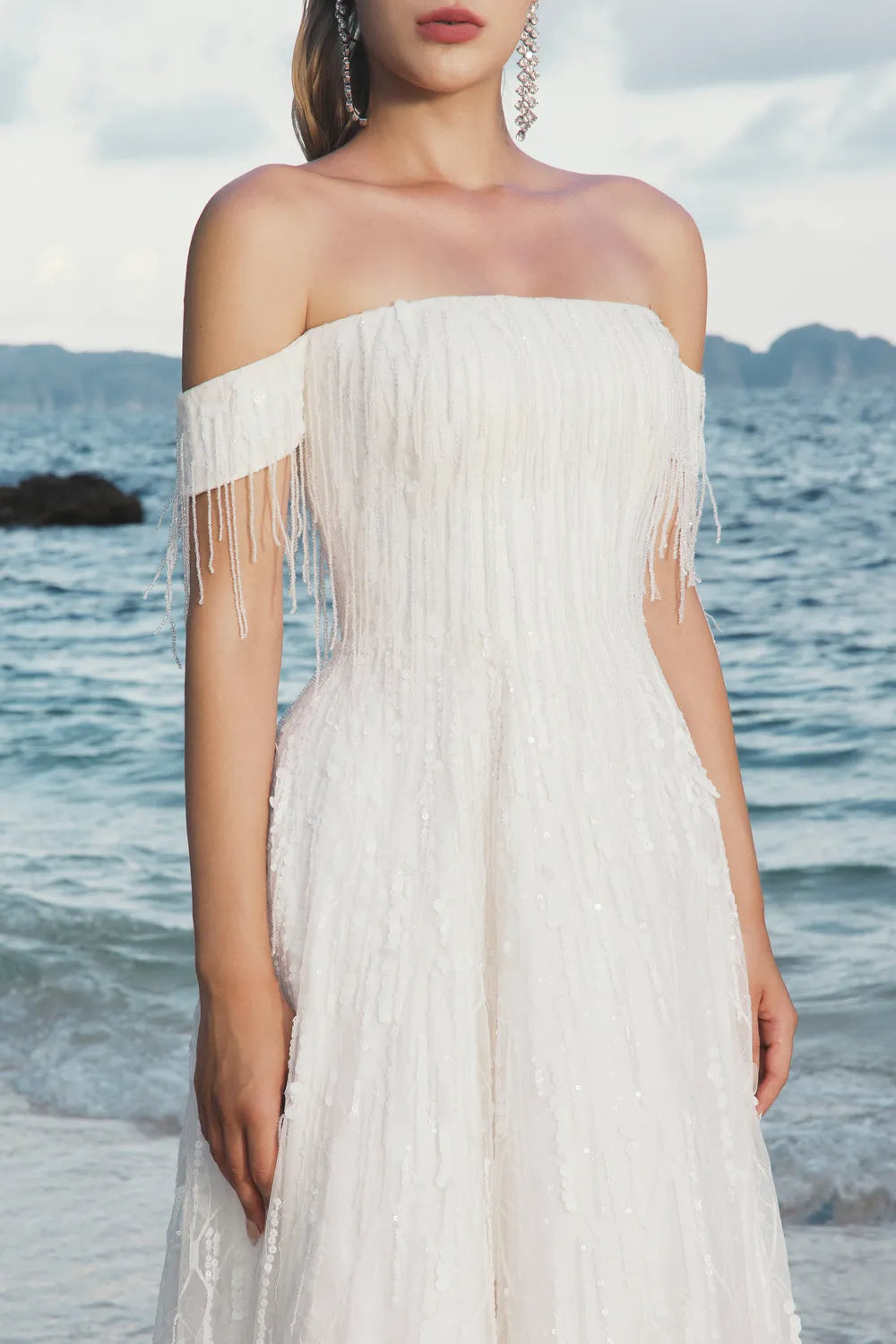 Off-Shoulder Sequin Embellished Dress