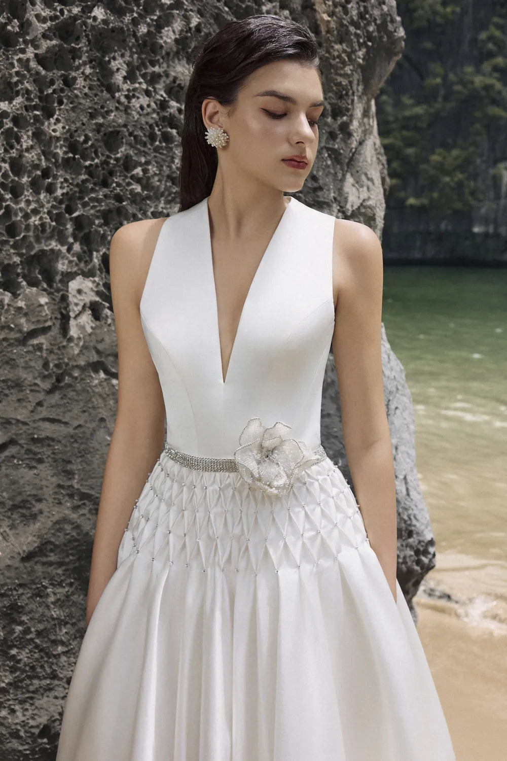 Honeycomb Smocked Low Waist Dress