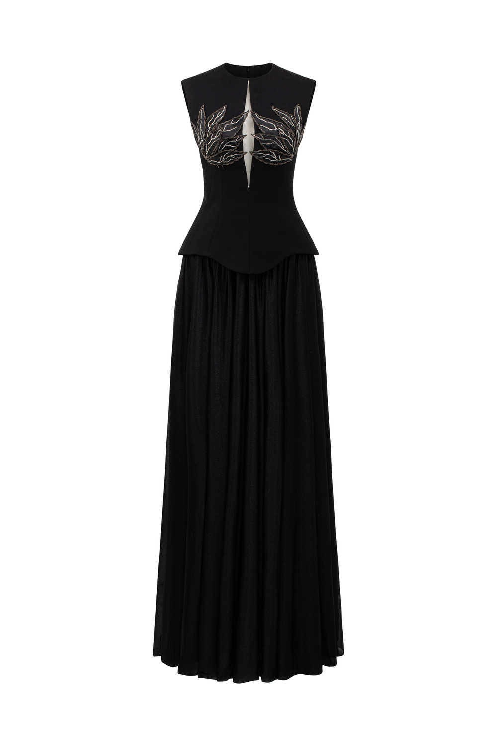 Tear-Drop Cutout Sleeveless Top And Gathered A-Line Skirt Set