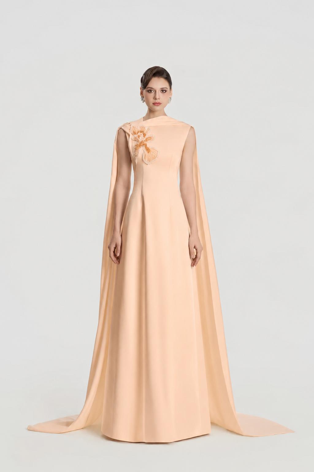 Asymmetric Neckline Long Flap A-line Dress - TRACY COUTURE