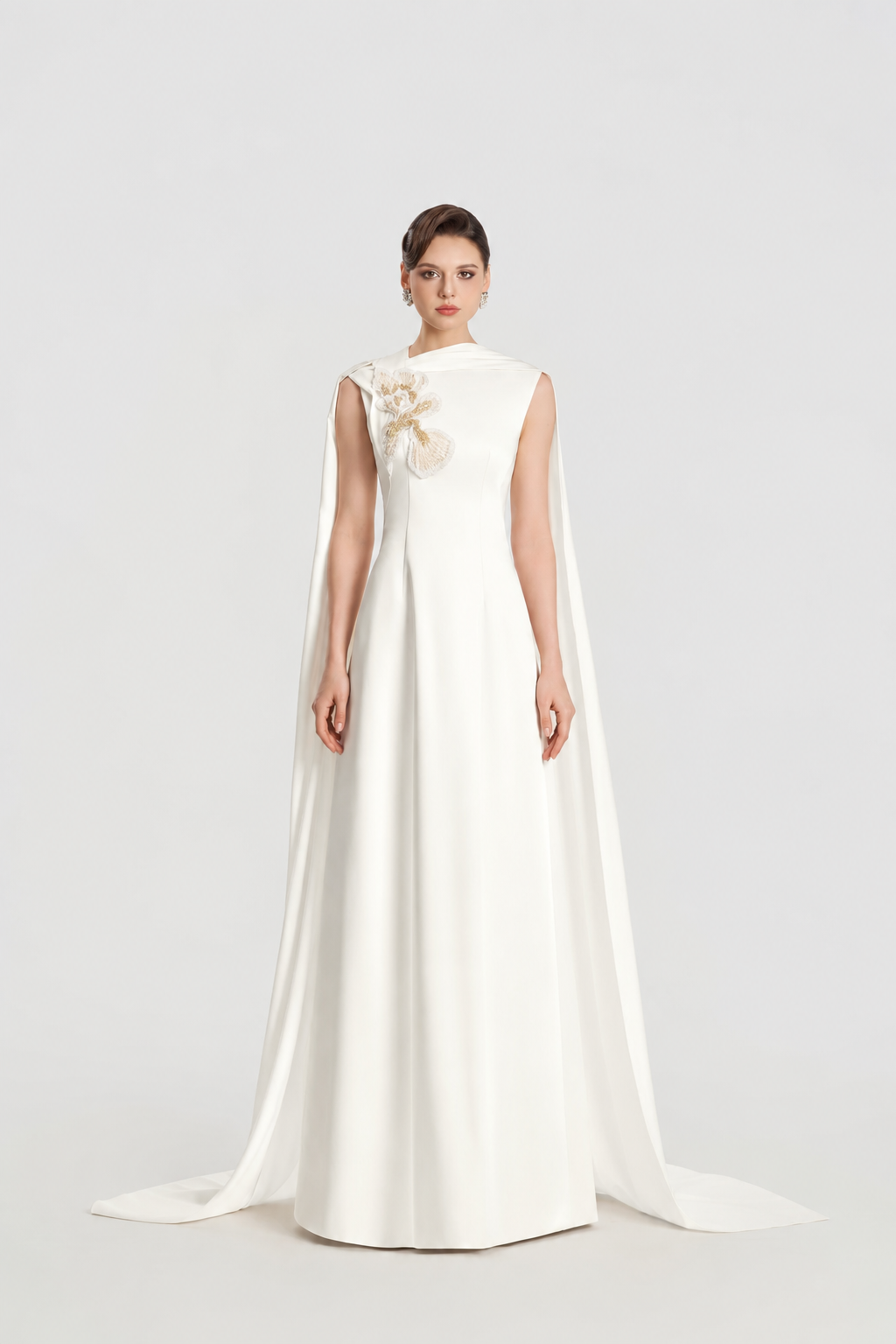 Asymmetric Neckline Long Flap A-line Dress - TRACY COUTURE