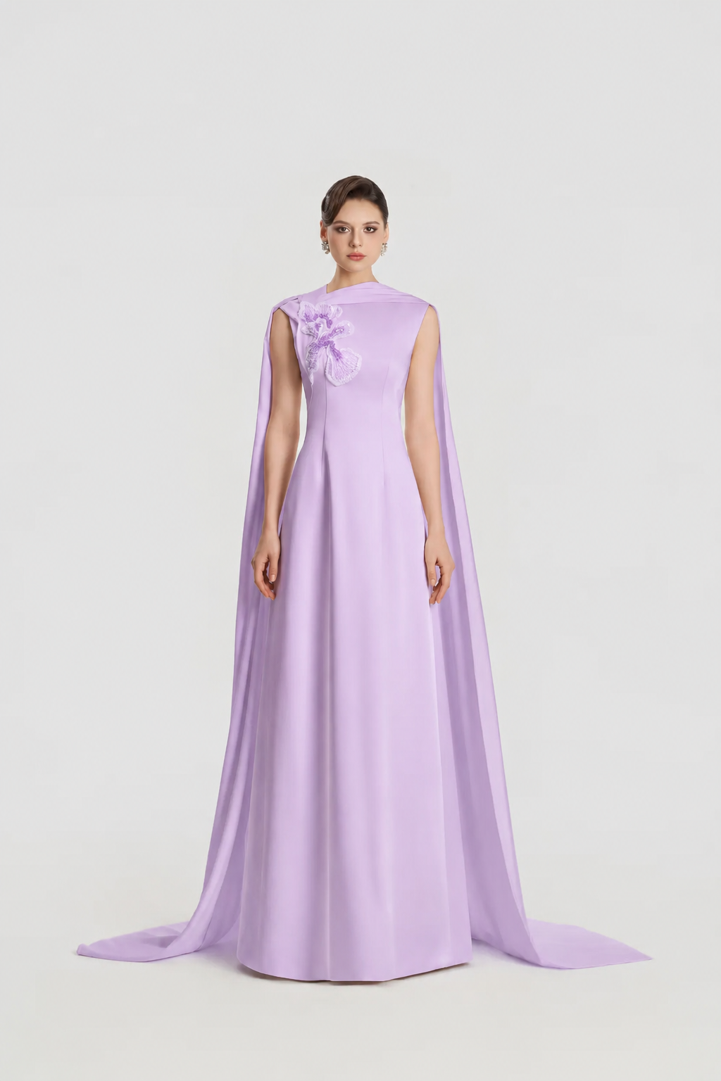 Asymmetric Neckline Long Flap A-line Dress - TRACY COUTURE