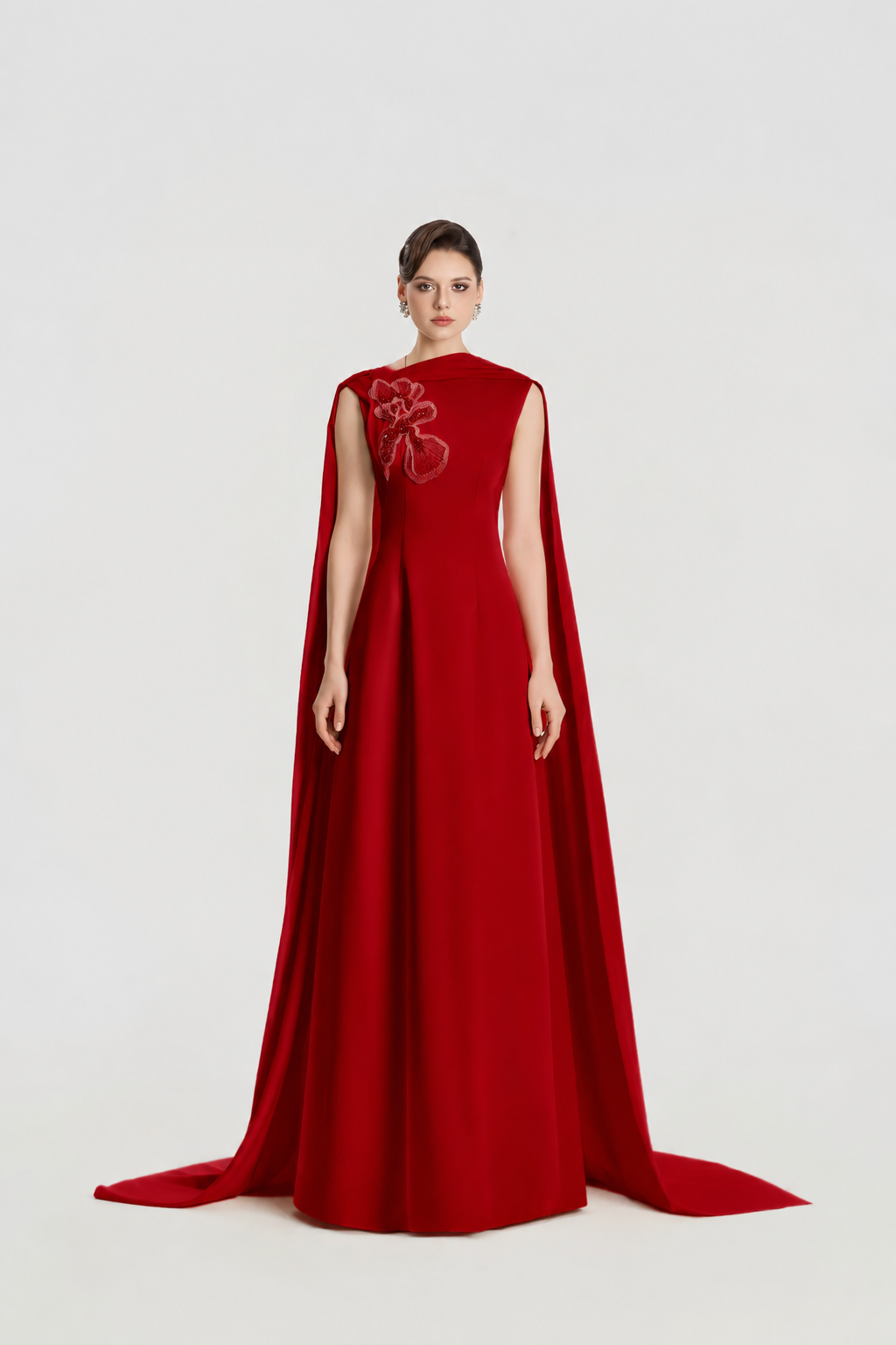Asymmetric Neckline Long Flap A-line Dress - TRACY COUTURE