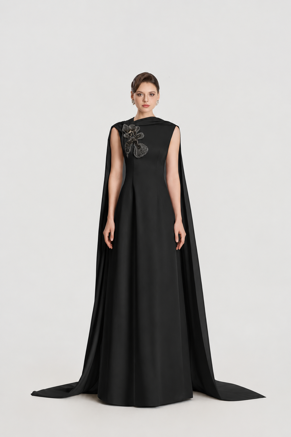 Asymmetric Neckline Long Flap A-line Dress - TRACY COUTURE