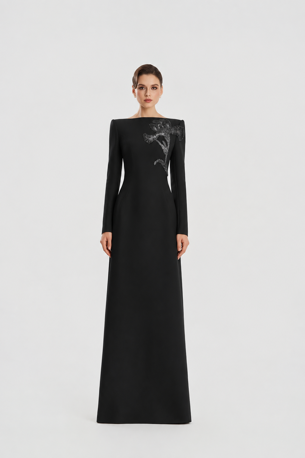 Boat Neck A-Line Dress - TRACY COUTURE