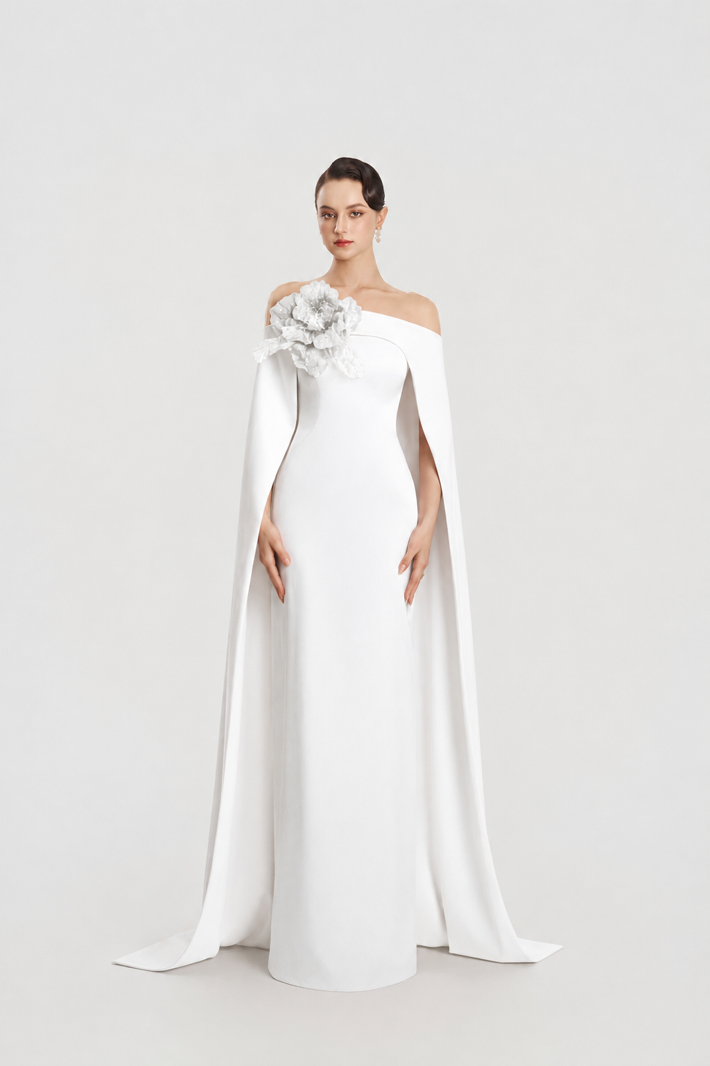 3D Floral Long Flap Straight Dress - TRACY COUTURE