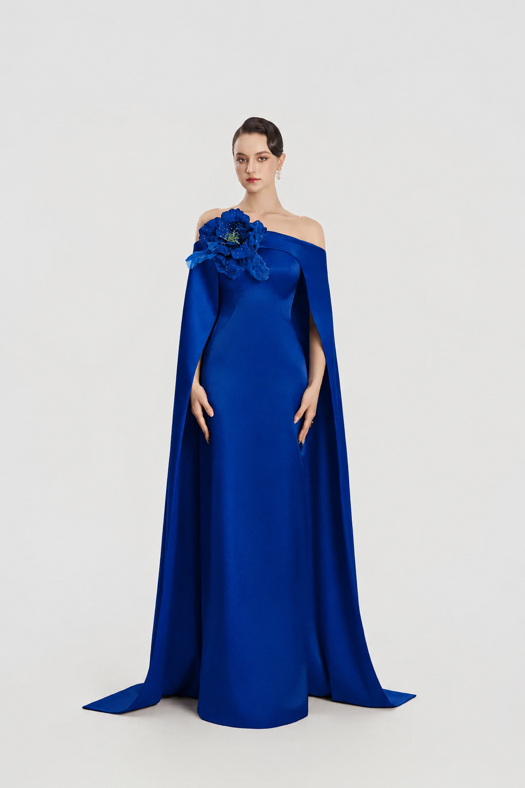 3D Floral Long Flap Straight Dress - TRACY COUTURE