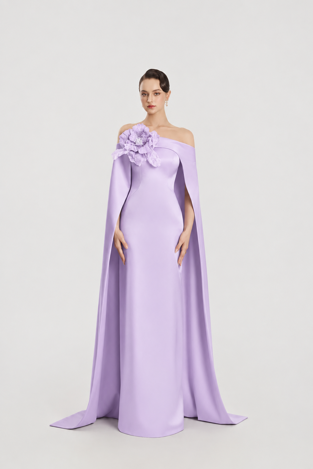 3D Floral Long Flap Straight Dress - TRACY COUTURE