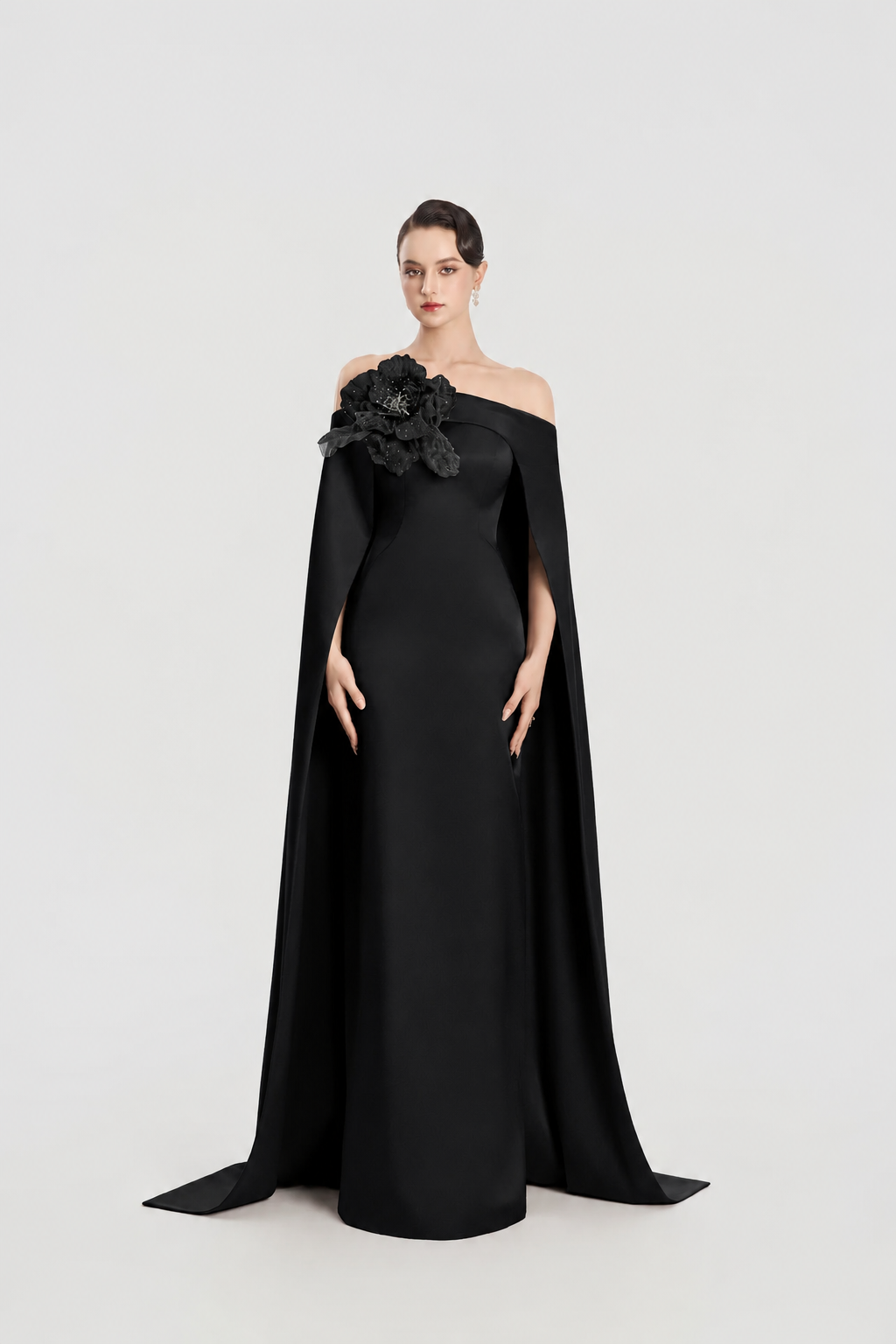 3D Floral Long Flap Straight Dress - TRACY COUTURE
