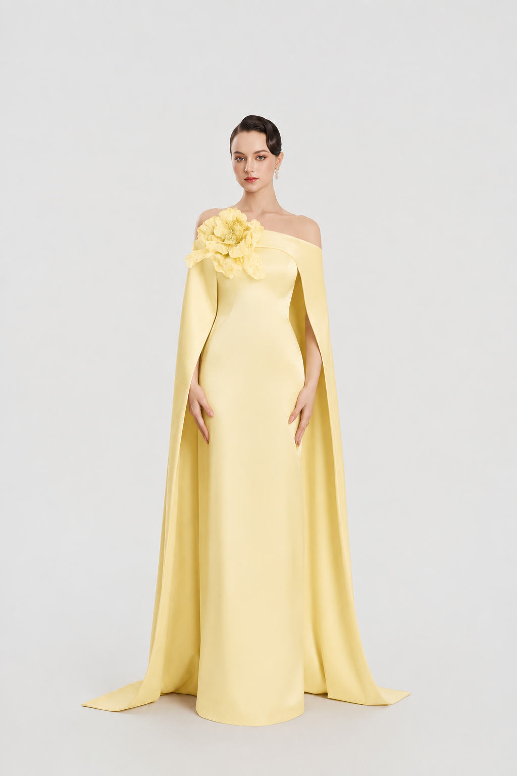 3D Floral Long Flap Straight Dress - TRACY COUTURE