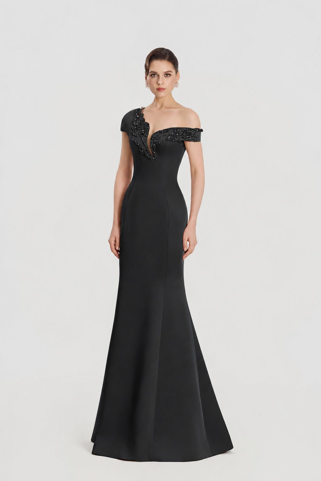 Asymmetric Sleeve Mermaid Dress - TRACY COUTURE