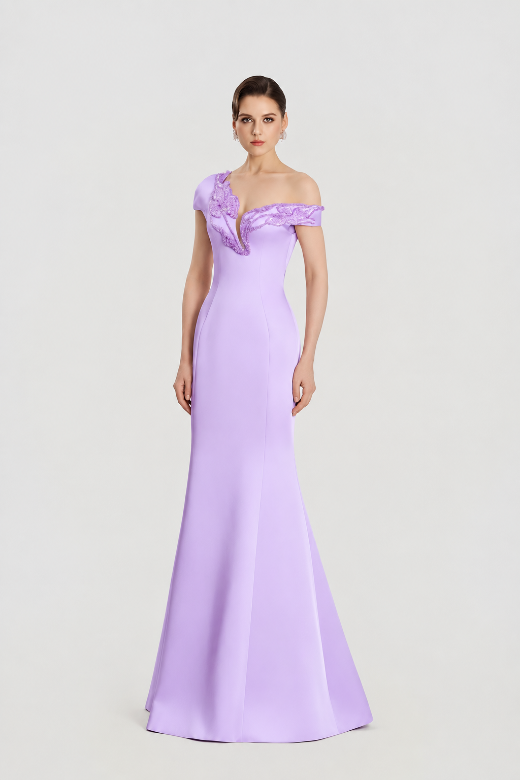 Asymmetric Sleeve Mermaid Dress - TRACY COUTURE