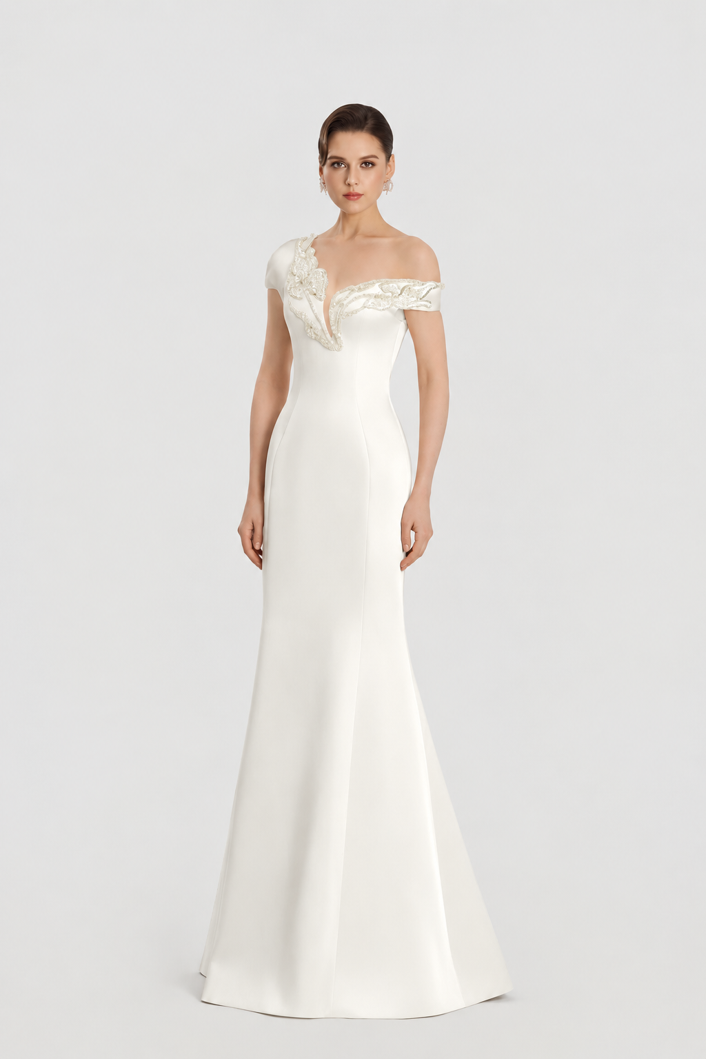 Asymmetric Sleeve Mermaid Dress - TRACY COUTURE
