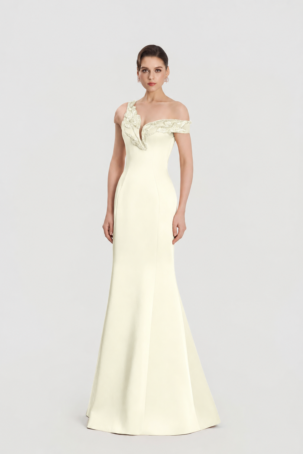 Asymmetric Sleeve Mermaid Dress - TRACY COUTURE