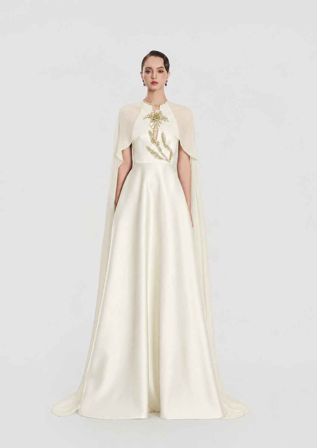Floral Embellished Flared A-Line Dress - TRACY COUTURE