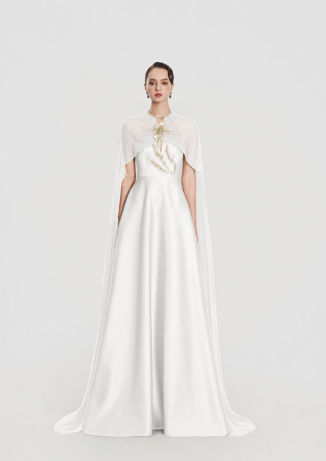 Floral Embellished Flared A-Line Dress - TRACY COUTURE