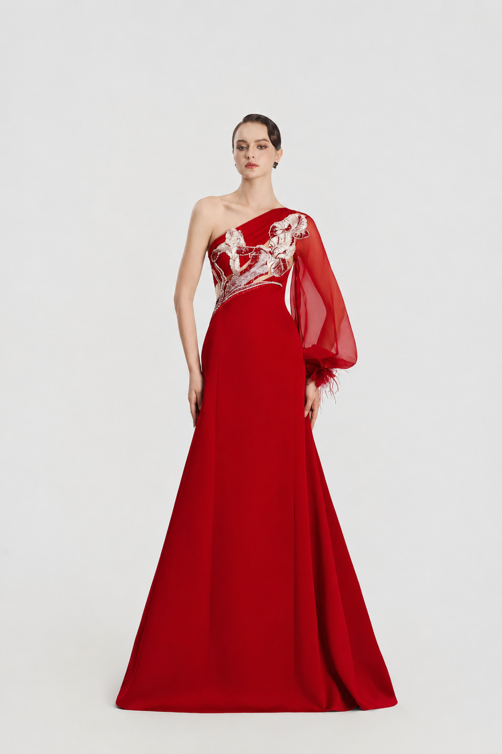 One Puffy Sleeve Flared A-Line Dress - TRACY COUTURE