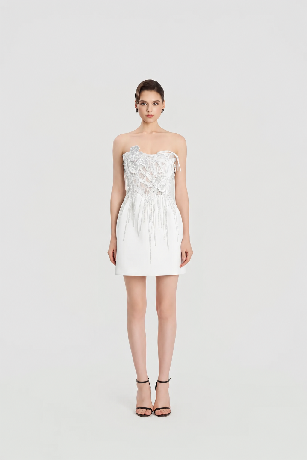 Strapless Sparkle Fringed Mini Dress