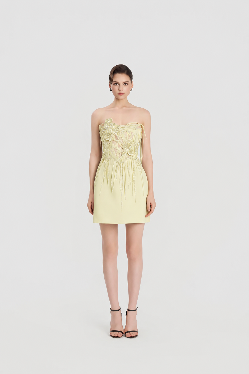 Strapless Sparkle Fringed Mini Dress