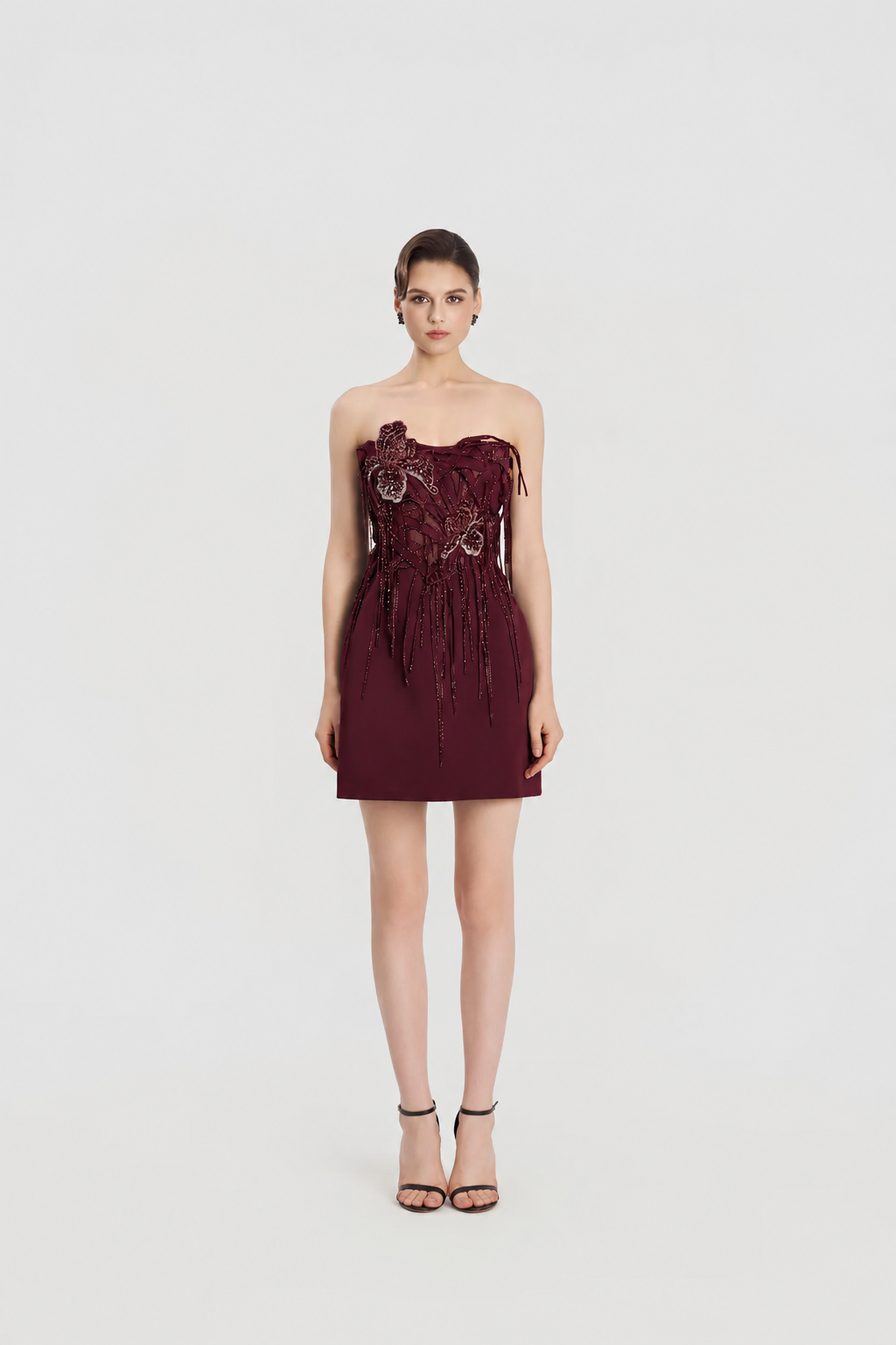 Strapless Sparkle Fringed Mini Dress
