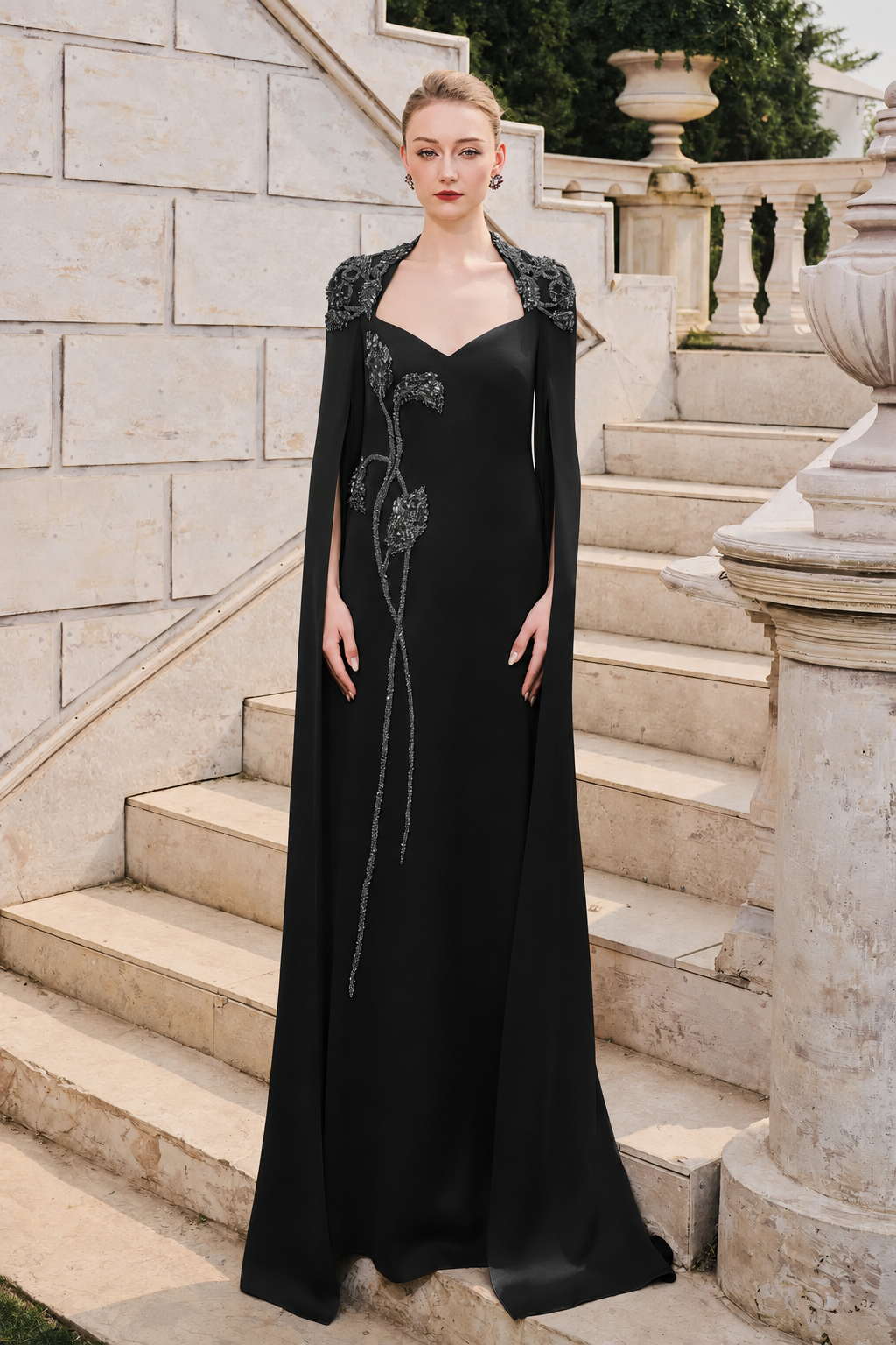 long sleeve cape dress Trapezoid Neckline XS / Burgundy Pattern distribution format:Print All New Collection Wedding Dresses Chocolate brown or turquoise? while the fitted bodice