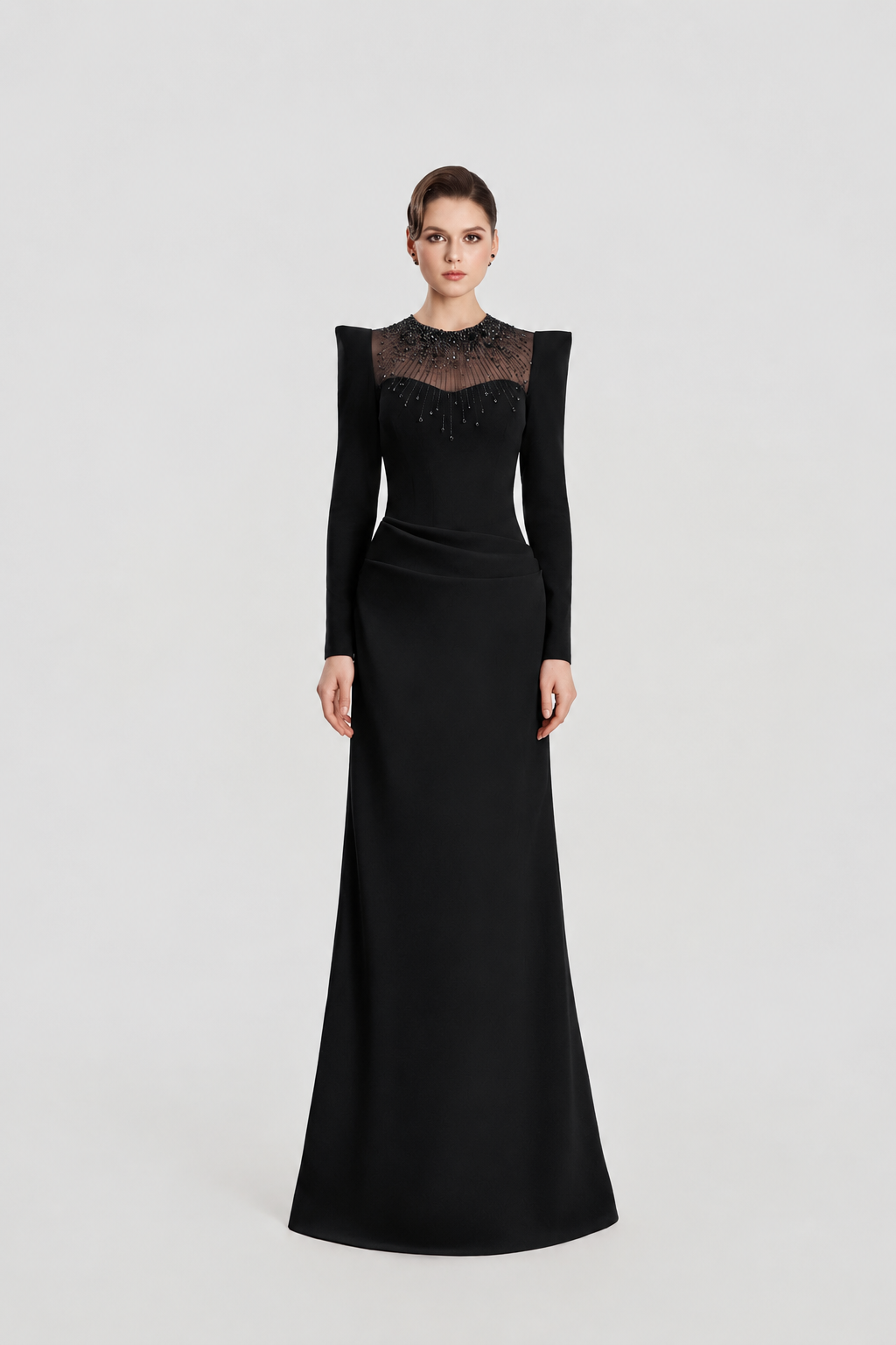 Well-Padded Shoulder A-Line Dress - TRACY COUTURE
