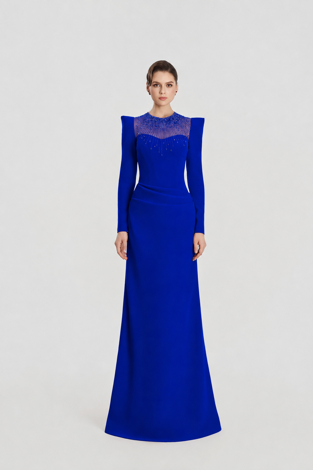 Well-Padded Shoulder A-Line Dress - TRACY COUTURE