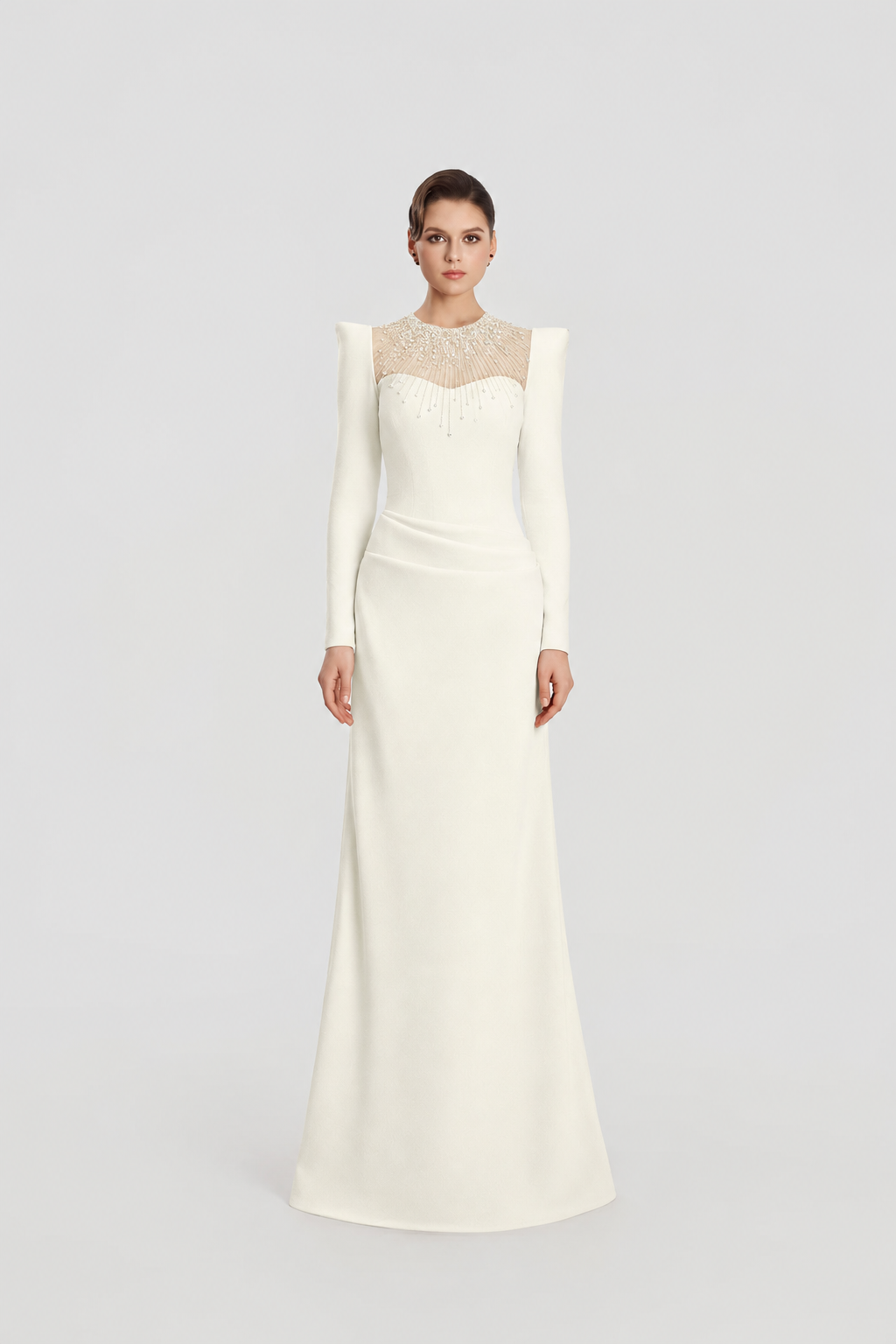Well-Padded Shoulder A-Line Dress - TRACY COUTURE