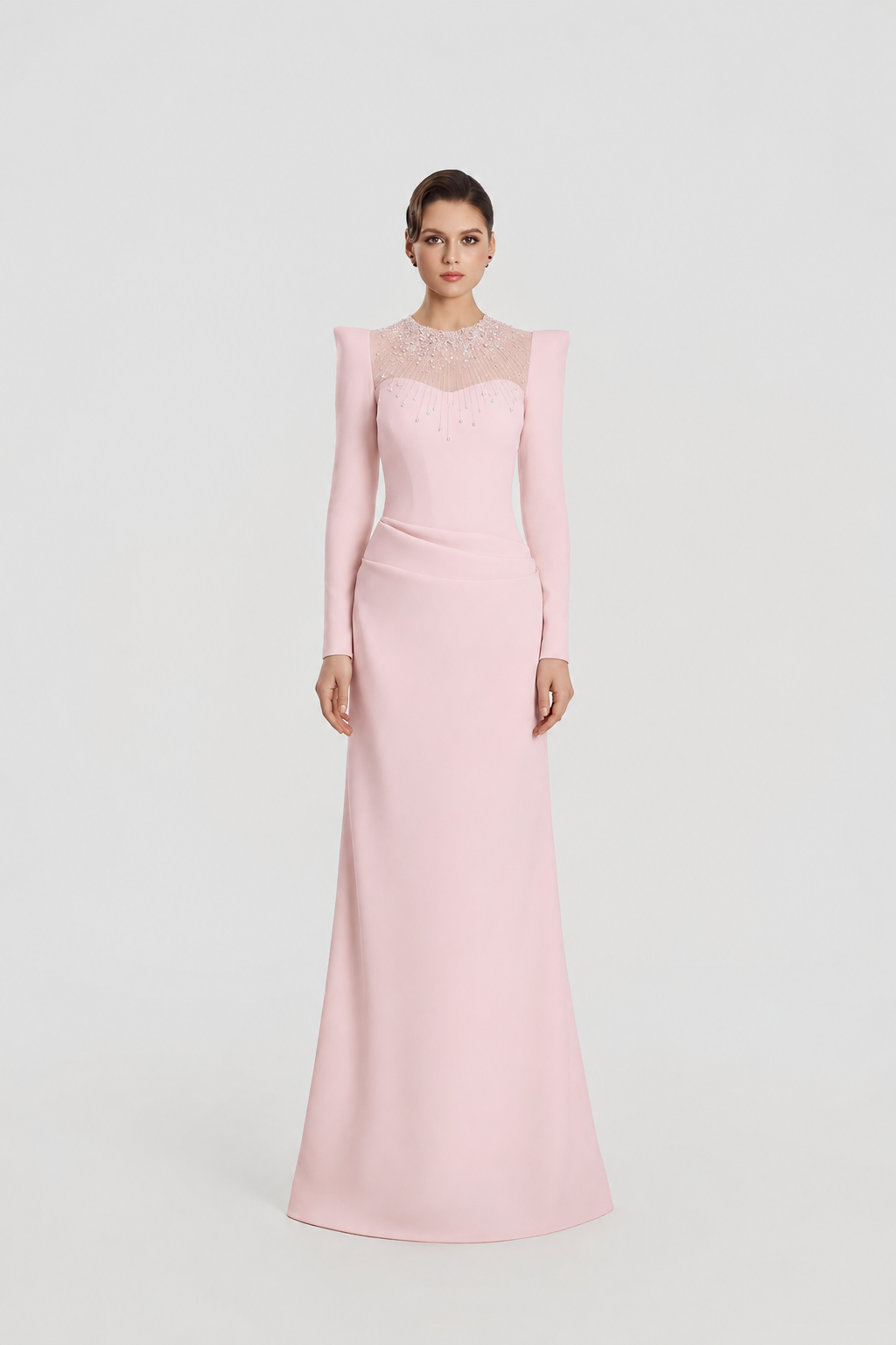 Well-Padded Shoulder A-Line Dress - TRACY COUTURE