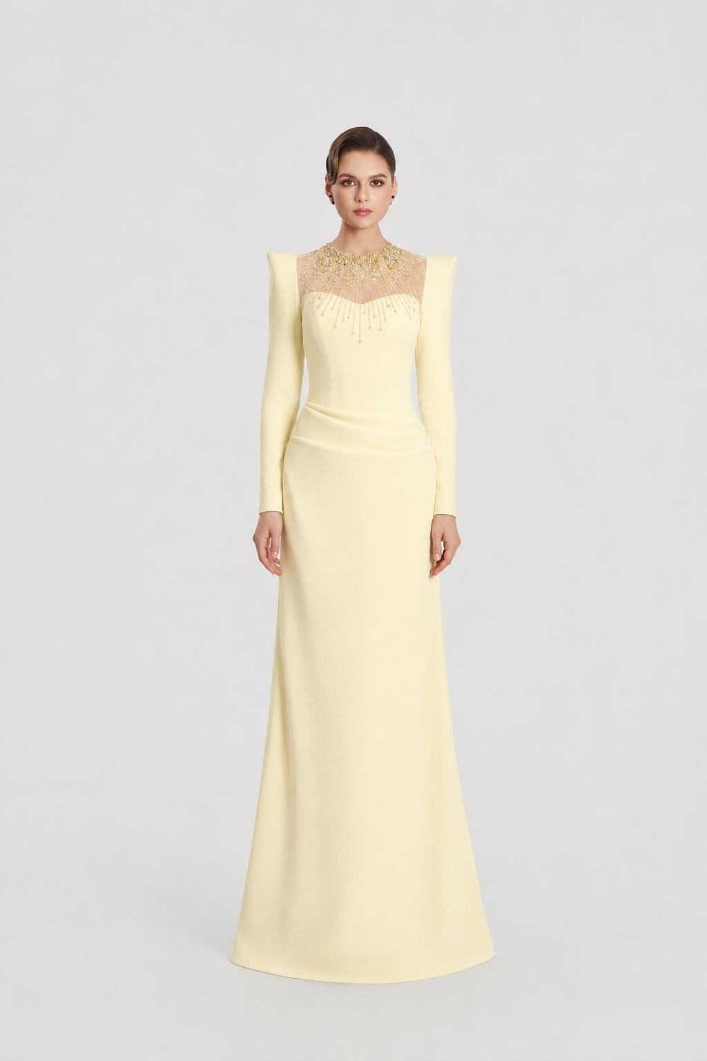 Well-Padded Shoulder A-Line Dress - TRACY COUTURE