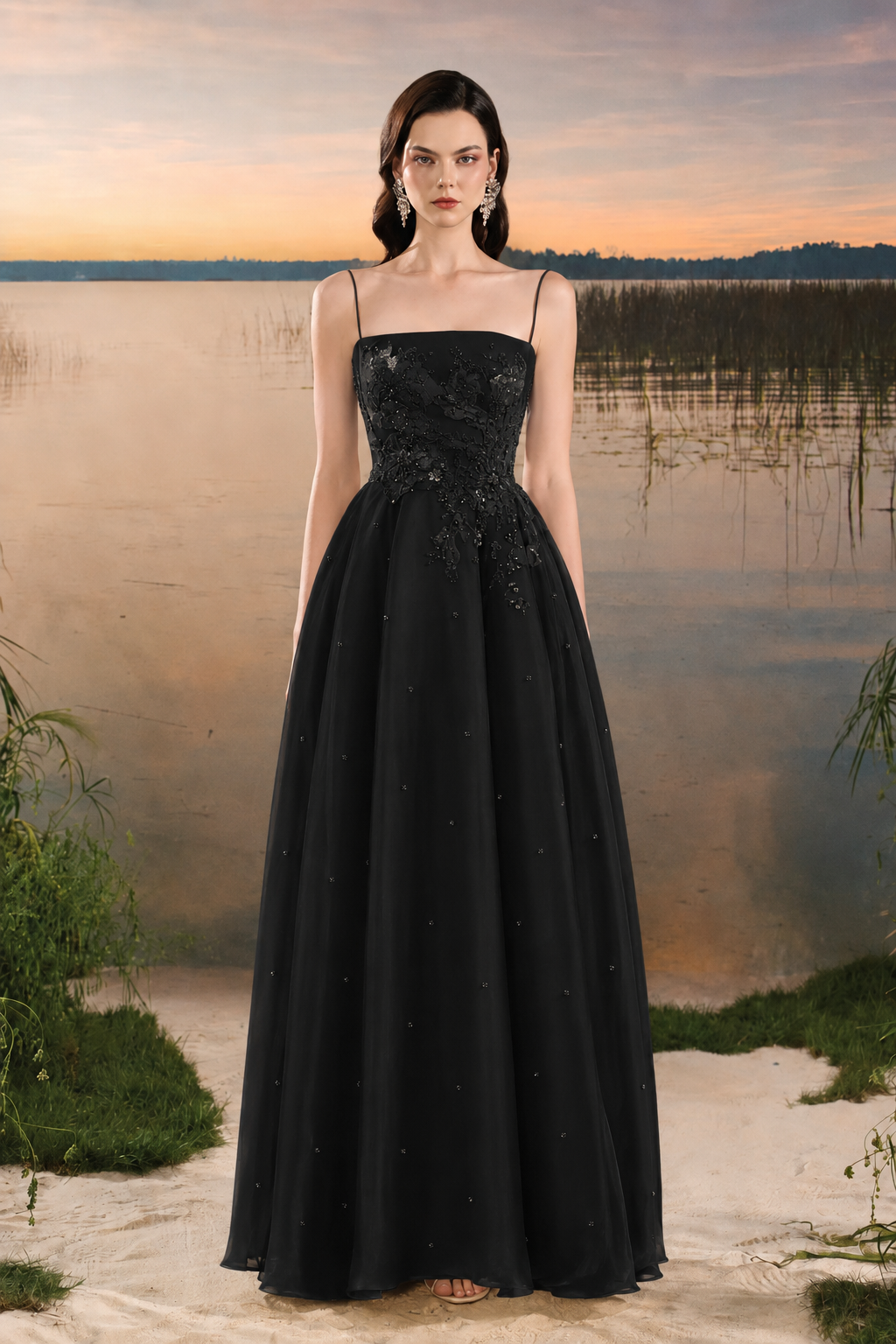 Spaghetti Strap Puffy Dress - TRACY COUTURE