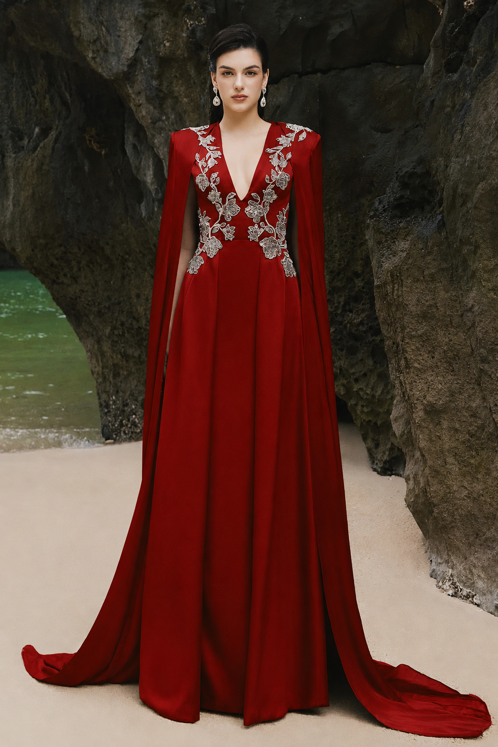 Layered Flap Long Sleeves Cape Dress – TRACY COUTURE