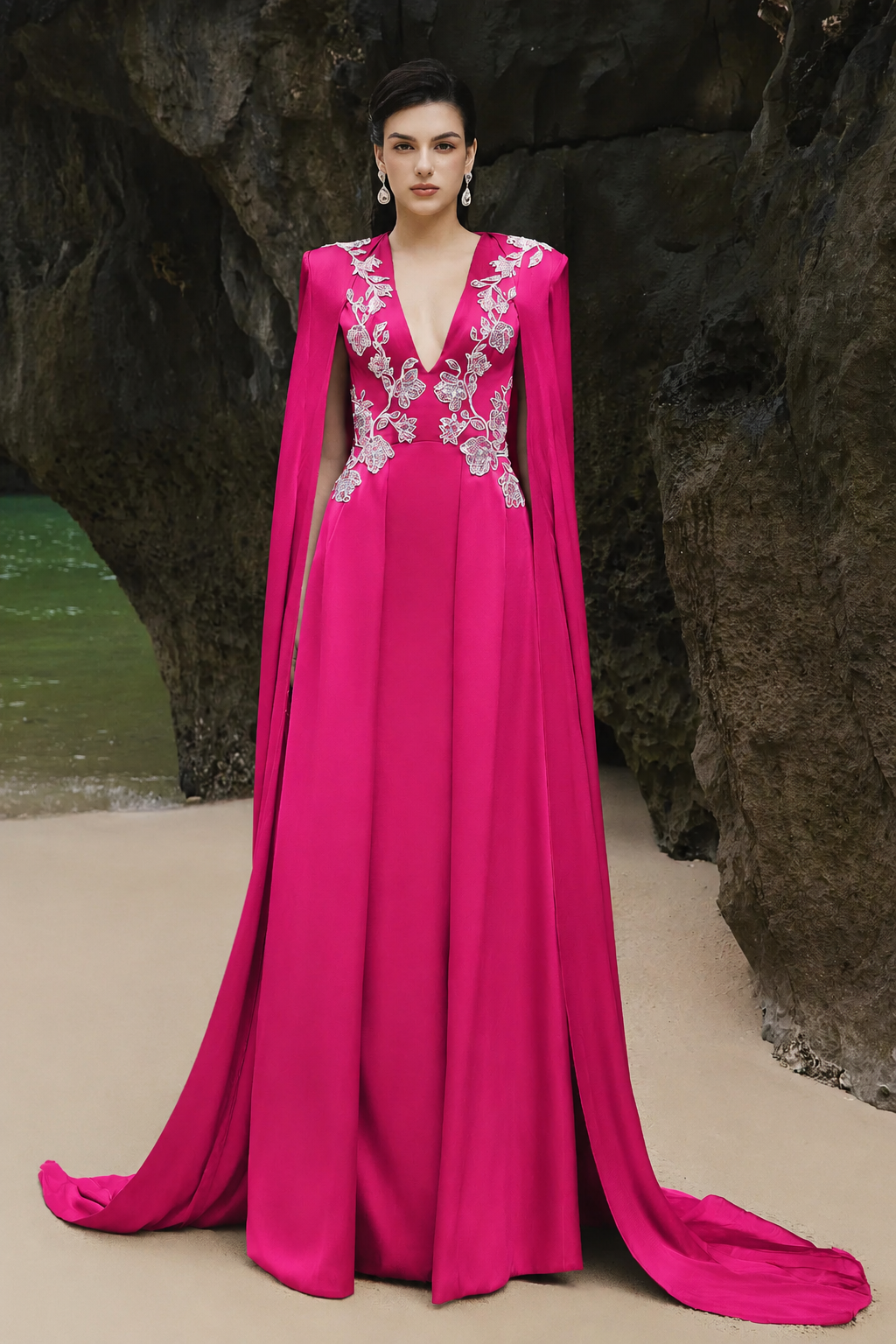 Layered Flap Long Sleeves Cape Dress – TRACY COUTURE
