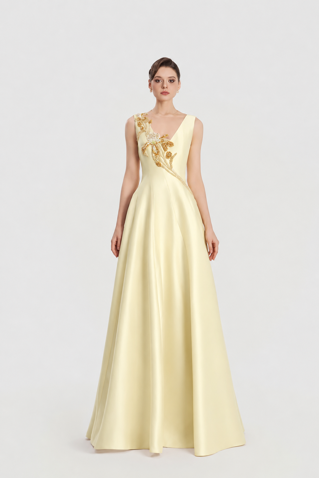 Strappy V-Chest Flared A-line Dress - TRACY COUTURE